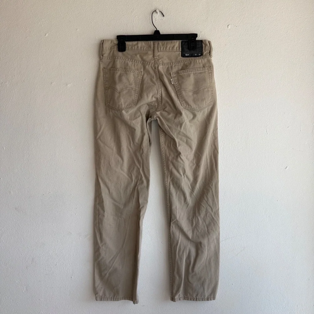 Levi's 514 Straight Fit Pants Mens 32x30 Khaki Tan Stretch Cotton Twill 5 Pocket